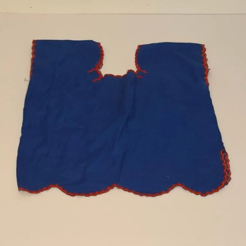 Boho‎ Embroidered Blouse Blue Red Floral Peasant Top Handmade Style - Picture 2 of 2